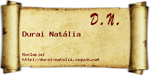 Durai Natália névjegykártya